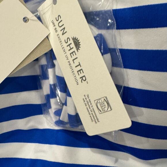 Tommy Bahama Striped Bandeau Tankini Top Sleeveless Beaming Blue Size M NWT - Picture 9 of 11